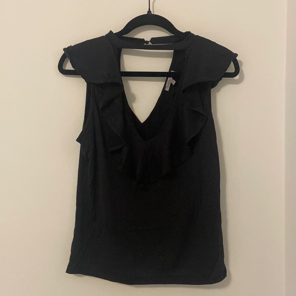 Black Charlotte Russe Ruffle V-Neck